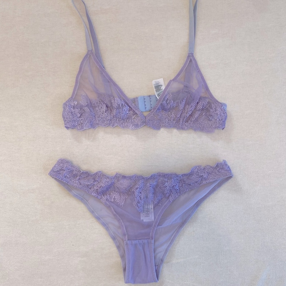 Lilac lace/mesh lingerie set F21 L top M bottom
